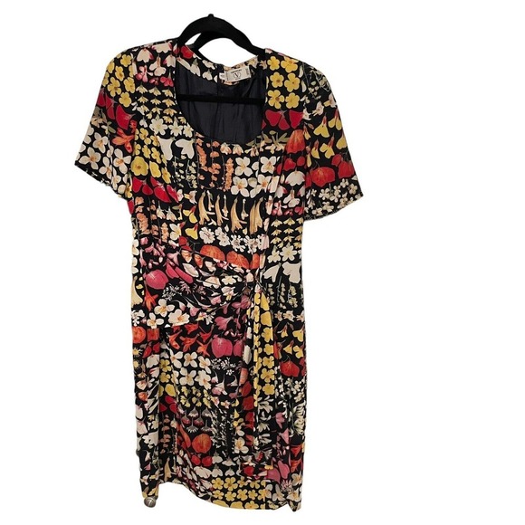 Valentino Miss V Botanical Floral Silk Knee Length Dress Size 8 Vintage - Picture 5 of 12